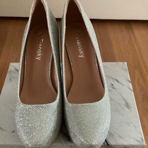 Tiansky silver glitter high heels size 9 1/2. Brand new in box. 3”heel